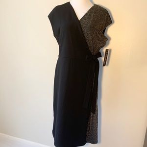 Luxology xl black wrap dress, silver underwrap